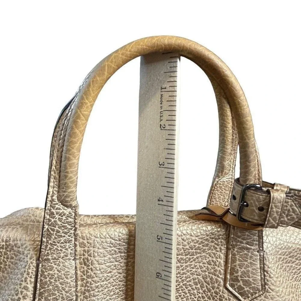 Reed Krakoff Metallic Textured Leather Satchel Crossbody Shoulder‎ Bag Gold